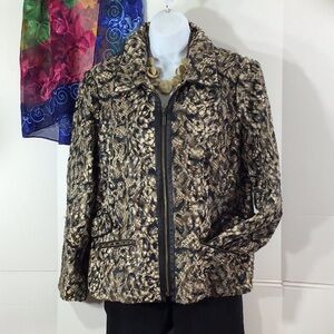 Chico’s zip front textured blazer jacket L